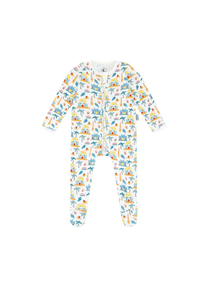 Baby Boys and Girls India 100% Organic Cotton Loose Fit Peek-a-Boo Flap Sleepsuit
