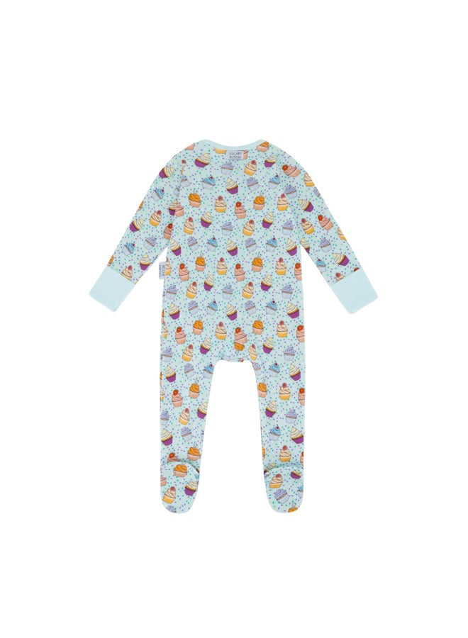 Baby Boys and Girls Cupcake 100% Organic Cotton Loose Fit Peek-a-Boo Flap Sleepsuit