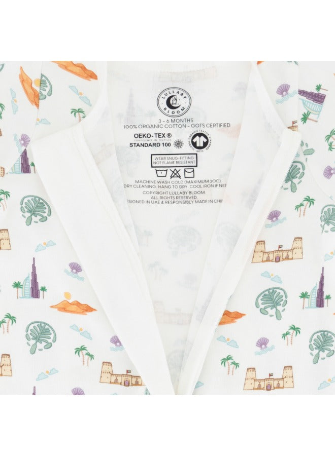 Baby Boys and Girls UAE 100% Organic Cotton Loose Fit Peek-a-Boo Flap Sleepsuit
