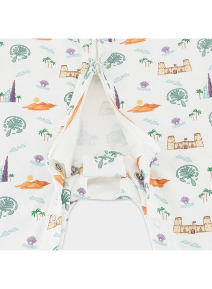 Baby Boys and Girls UAE 100% Organic Cotton Loose Fit Peek-a-Boo Flap Sleepsuit