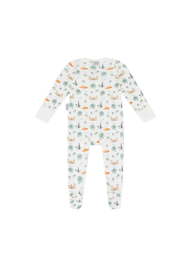 Baby Boys and Girls UAE 100% Organic Cotton Loose Fit Peek-a-Boo Flap Sleepsuit