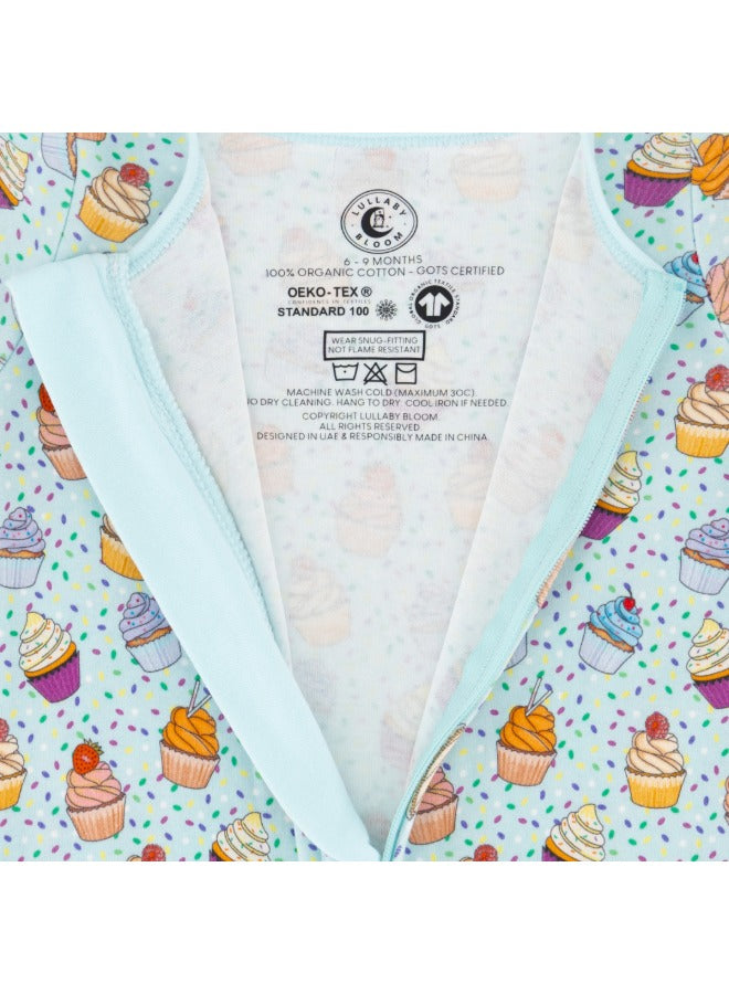 Baby Boys and Girls Cupcake 100% Organic Cotton Loose Fit Convertible Footies Sleepsuit