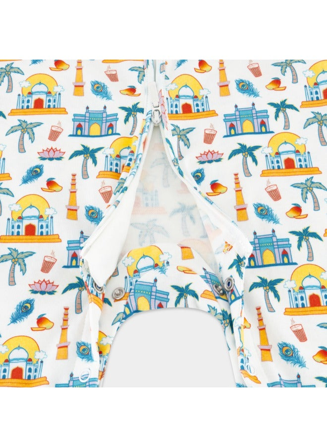 Baby Boys and Girls India 100% Organic Cotton Loose Fit Convertible Footies Sleepsuit