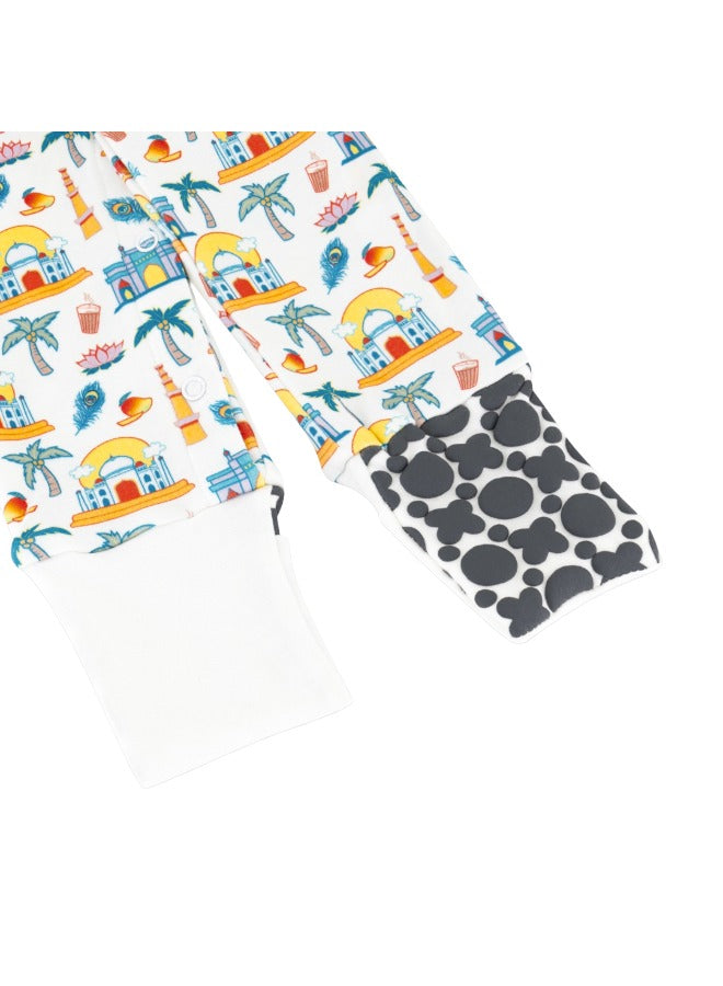 Baby Boys and Girls India 100% Organic Cotton Loose Fit Convertible Footies Sleepsuit