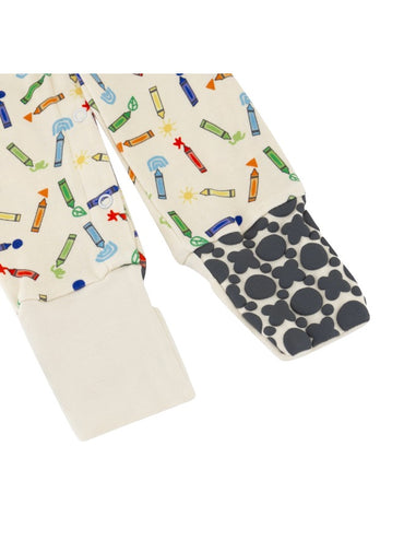 Baby Boys and Girls Crayons 100% Organic Cotton Loose Fit Convertible Footies Sleepsuit