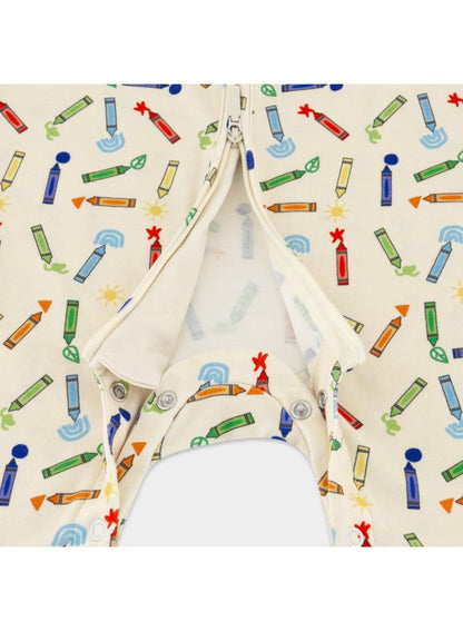 Baby Boys and Girls Crayons 100% Organic Cotton Loose Fit Convertible Footies Sleepsuit