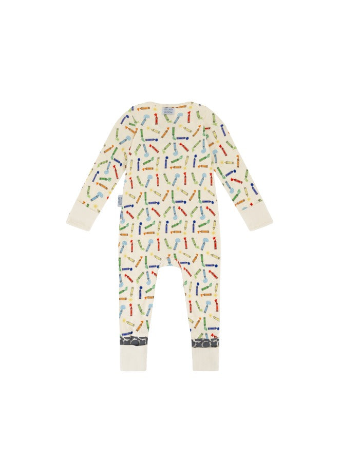 Baby Boys and Girls Crayons 100% Organic Cotton Loose Fit Convertible Footies Sleepsuit