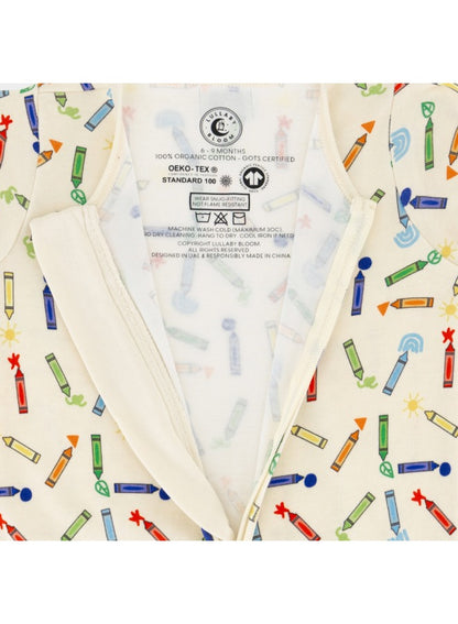 Baby Boys and Girls Crayons 100% Organic Cotton Loose Fit Convertible Footies Sleepsuit
