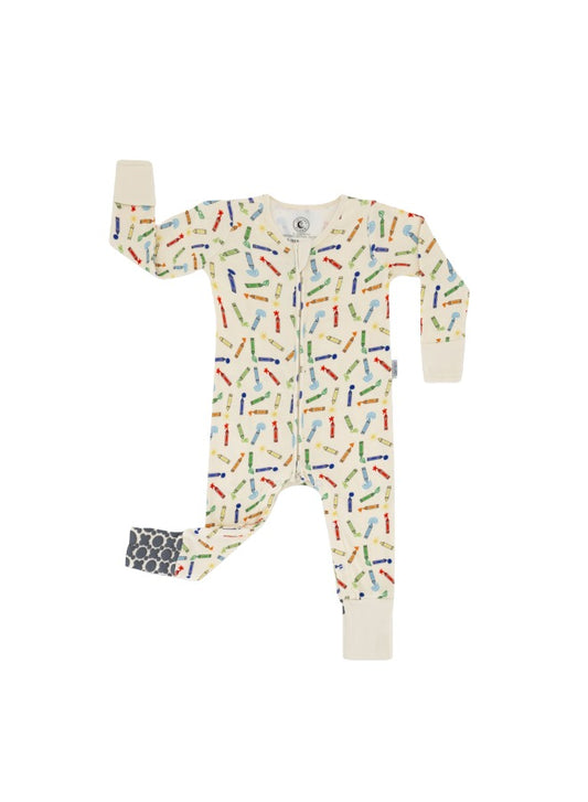 Baby Boys and Girls Crayons 100% Organic Cotton Loose Fit Convertible Footies Sleepsuit