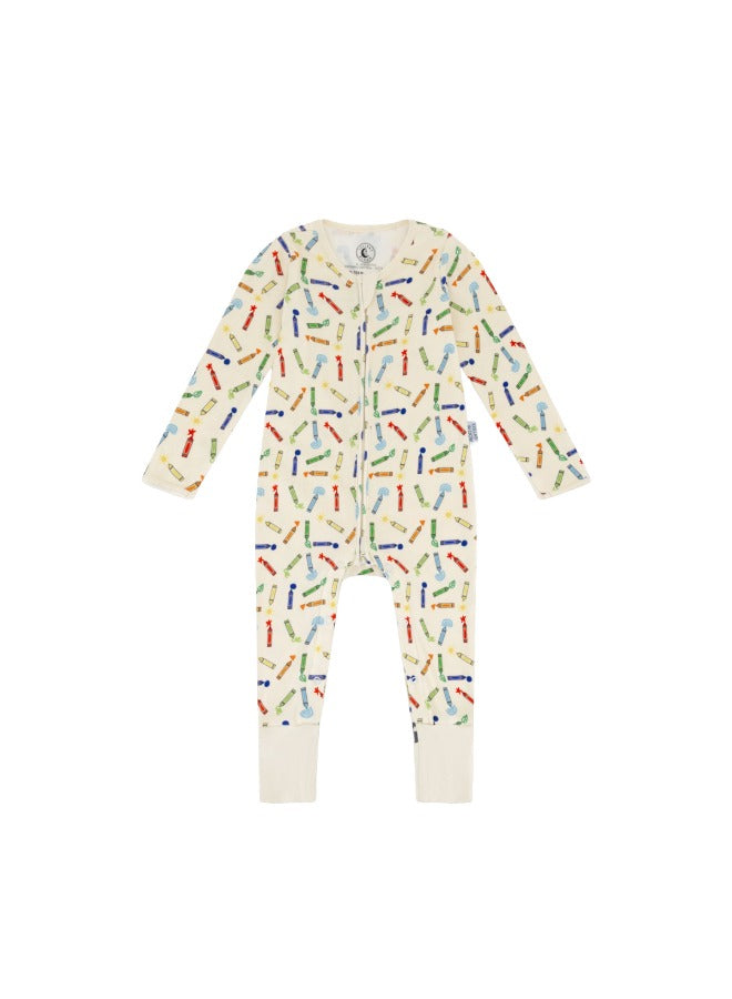 Baby Boys and Girls Crayons 100% Organic Cotton Loose Fit Convertible Footies Sleepsuit