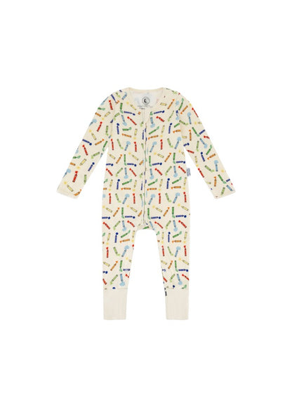 Baby Boys and Girls Crayons 100% Organic Cotton Loose Fit Convertible Footies Sleepsuit