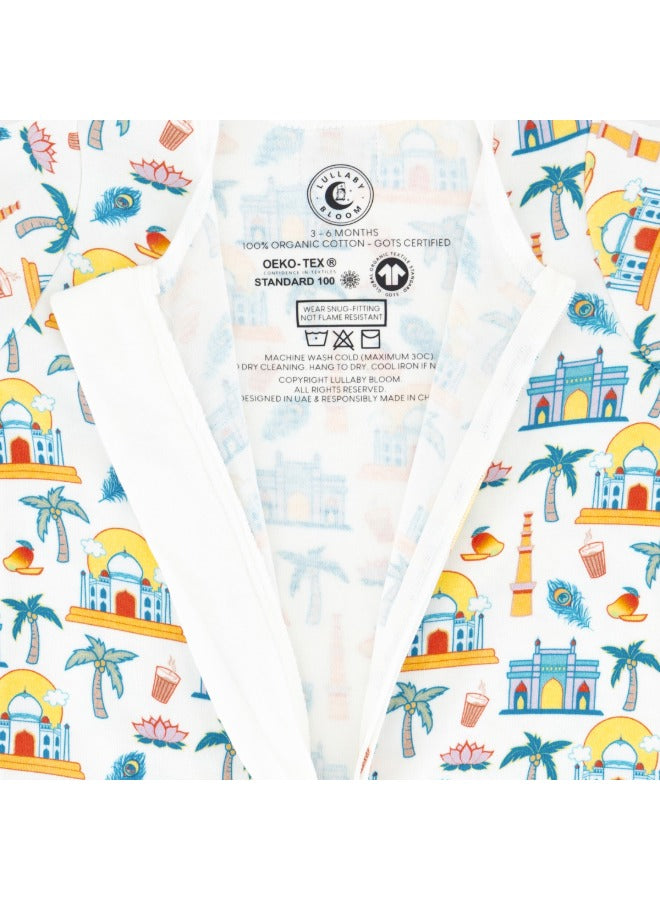 Baby Boys and Girls India 100% Organic Cotton Loose Fit Peek-a-Boo Flap Sleepsuit
