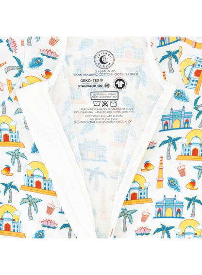 Baby Boys and Girls India 100% Organic Cotton Loose Fit Peek-a-Boo Flap Sleepsuit