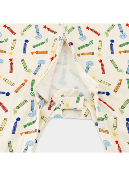 Baby Boys and Girls Crayons 100% Organic Cotton Loose Fit Peek-a-Boo Flap Sleepsuit