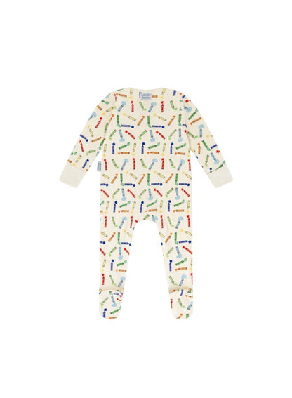 Baby Boys and Girls Crayons 100% Organic Cotton Loose Fit Peek-a-Boo Flap Sleepsuit