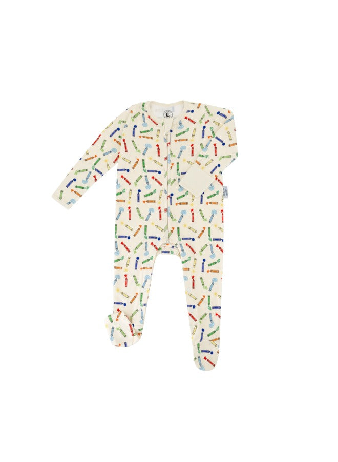 Baby Boys and Girls Crayons 100% Organic Cotton Loose Fit Peek-a-Boo Flap Sleepsuit
