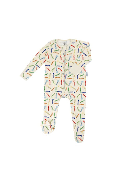 Baby Boys and Girls Crayons 100% Organic Cotton Loose Fit Peek-a-Boo Flap Sleepsuit