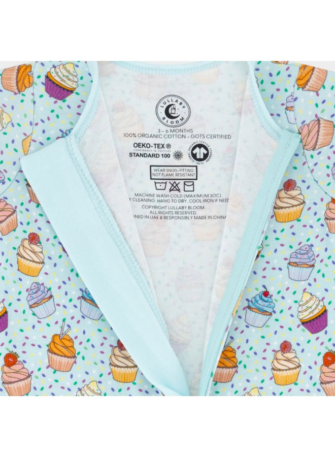 Baby Boys and Girls Cupcake 100% Organic Cotton Loose Fit Peek-a-Boo Flap Sleepsuit