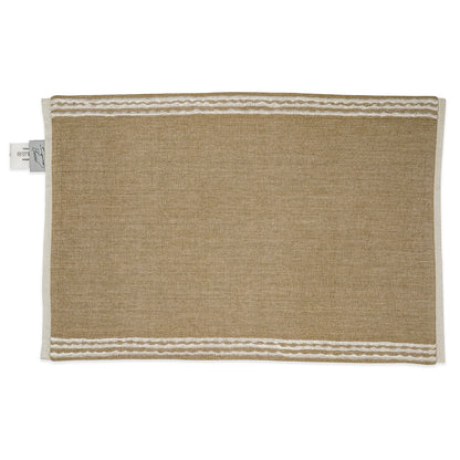 White Furrows Embroidered Table Runner & Placemats Set of 5 with Subtle Woven Trim
