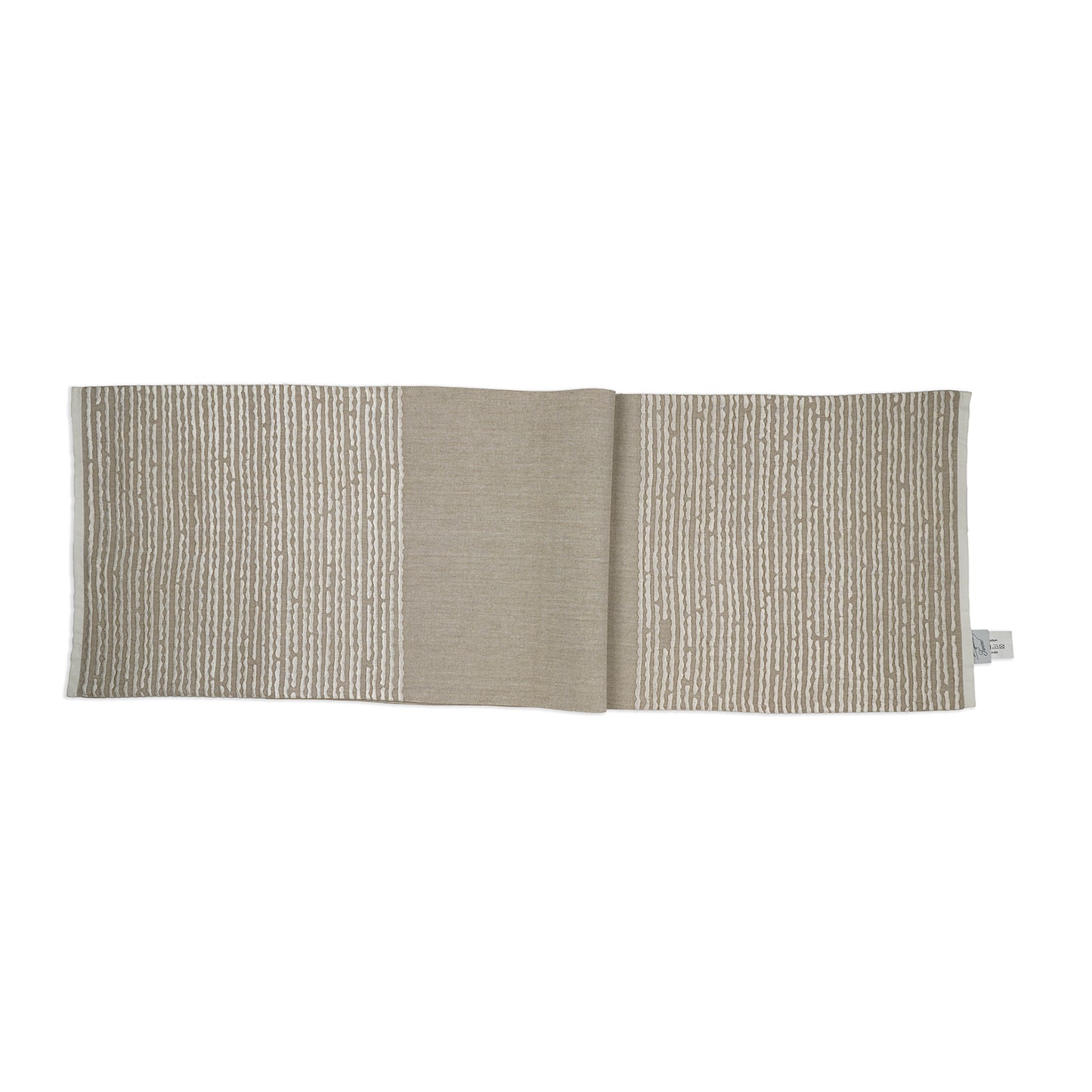 White Furrows Embroidered Table Runner & Placemats Set of 5 with Subtle Woven Trim